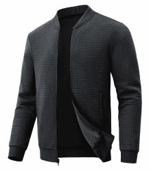 Huayuzh Jacke Herren übergangsjacke Winter Karierten Jacquard Alltag Freizeit Leicht Jacken mit Reißverschlusstasche L 1-schwarz Angebot bei HelloDeals