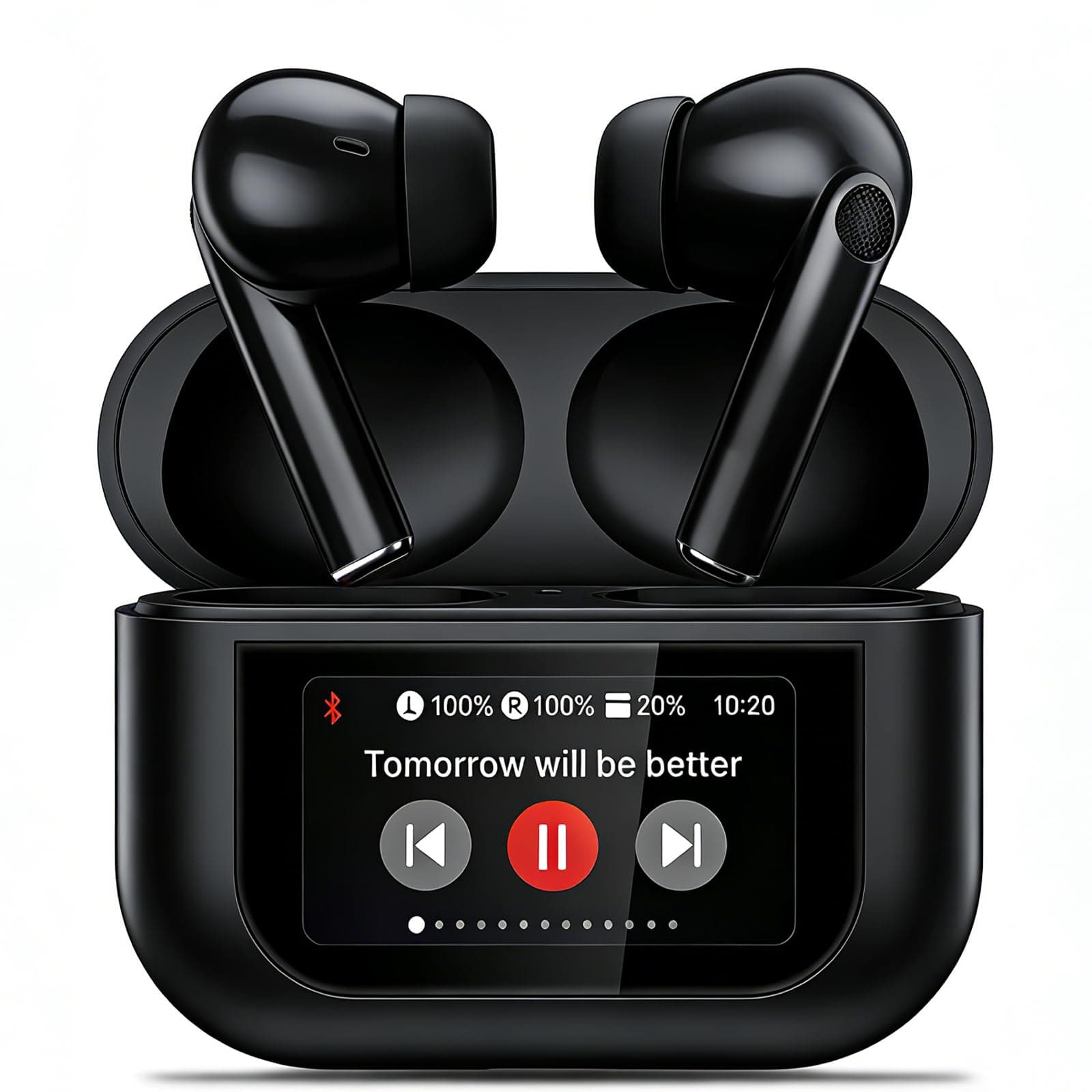 Bluetooth Kopfhörer, LED Full Color Touch Screen Wireless Earbuds, Kopfhörer Kabellos Bluetooth 5.4 in Ear, ANC+ENC Noise Cancelling, 13 Schaltbare Bildschirm, Earphones mit Touchscreen (Schwarz) Angebot bei HelloDeals