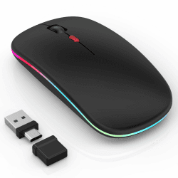 Azmall Kabellose Maus mit Jiggler-Modus – Bluetooth 5.2 & 2.4G Funk, für Laptop, PC, iOS, Android, iPad & Windows, 7-farbige LED & 1600 DPI optisch (Jiggler Modus, Schwarz) Schwarz Jiggler Modus Angebot bei HelloDeals