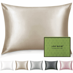 Adubor 100% Seidenkissenbezug 40x80cm für Haar und Haut, mit verstecktem Reißverschluss, beide Seiten, 23 Momme Seide, Fadenzahl 900 (Beige, 1 Stück) Beige 1 Stück-40x80cm Angebot bei HelloDeals