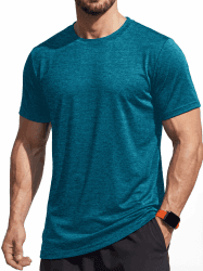 MAGCOMSEN Herren Sportshirt Atmungsaktiv Laufshirt Leichte Trainingsshirt Funktionsshirt Wandershirt Sommer Kurzarm T-Shirt für Männer XL 01-pfauenblau Angebot bei HelloDeals