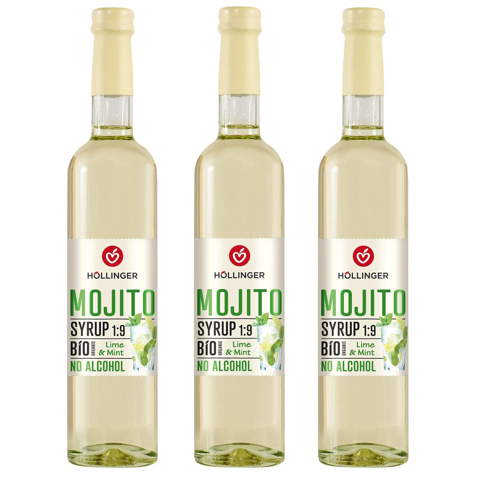 Höllinger Bio Cocktailsirup Mojito - Vegan, 3x500ml Glas Flasche - alkoholfreier Cocktail Angebot bei HelloDeals