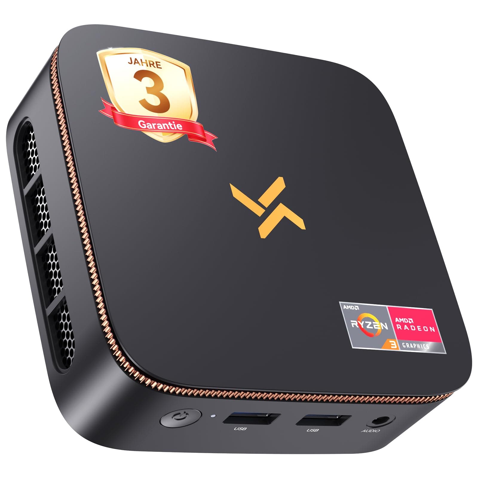 Huidun [3 Jahre Garantie] H50 Silent Mini PC Radeon Vega 6 (Besser als 4300U), AMD Ryzen, Win 11 pro Micro PC 16GB DDR4 512GB SSD, DP+HDMI 4K@60Hz, USB3.2, Dual WiFi Mini Desktop Computers für Büro Schwarz Angebot bei HelloDeals