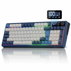 RK ROYAL KLUDGE M100 Gaming Tastatur Kabellose 96% Gasket Mechanische Tastatur QWERTZ Keyboard mit Display und Knopf, 8000mAh, BT/2.4Ghz/USB-C, RGB, PBT Keycaps, Hot Swap Creamy Switches, Retro Blau Angebot bei HelloDeals