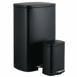 LIFERUN Mülleimer 50l + 5L, 2er Set Abfalleimer aus Stahl mit Softclose Deckel, Abnehmbarer Inneneimer, Geruch isolieren, Großer und Klein Tretmülleimer Set für Küche, Badezimmer, Büro, Schwarz Angebot bei HelloDeals