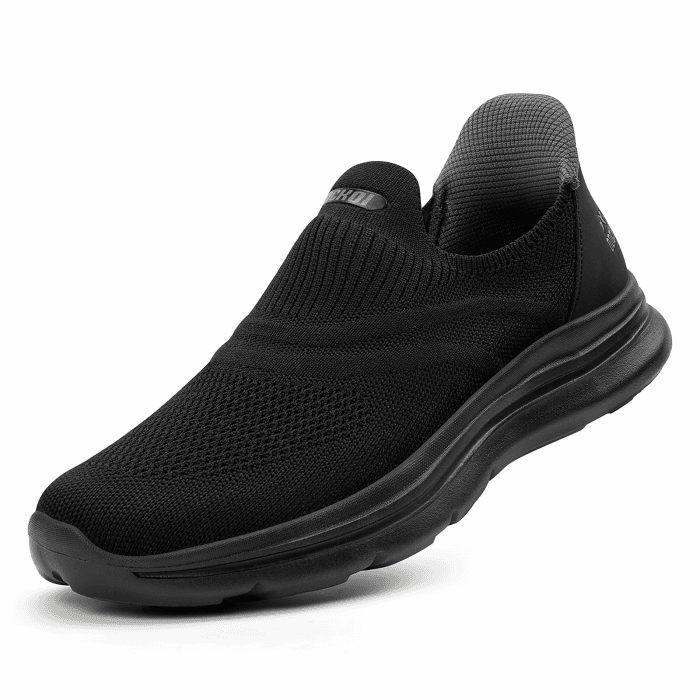 ODCKOI Slip On Sneaker Herren Ohne Schnürsenkel Schuhe Outdoor Sportschuhe Leichtgewichts Atmungsaktiv Hand-Free Freizeit Straßenlaufschuhe Ganz in Schwarz 46 EU Angebot bei HelloDeals