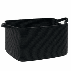 Baumwollseil Wäschekorb 63L(Schwarz), Aufbewahrungskorb für Kinder Spielzeug mit Verstärkter Griffen, Baumwolle Square Faltbare Korb Geflochten für Kinderzimmer, Badezimmer Typ B-schwarz 55x38x30 cm, 1 piece Angebot bei HelloDeals