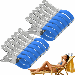 Edelstahl Handtuchklammern für Strandliegen,12 Stück Große Wäscheklammern Handtuch Klammern,Winddicht Metallklammern mit Schutzhülle,Handtuchklammern für Wäsche und Dicke Kleidung (Blau) Angebot bei HelloDeals