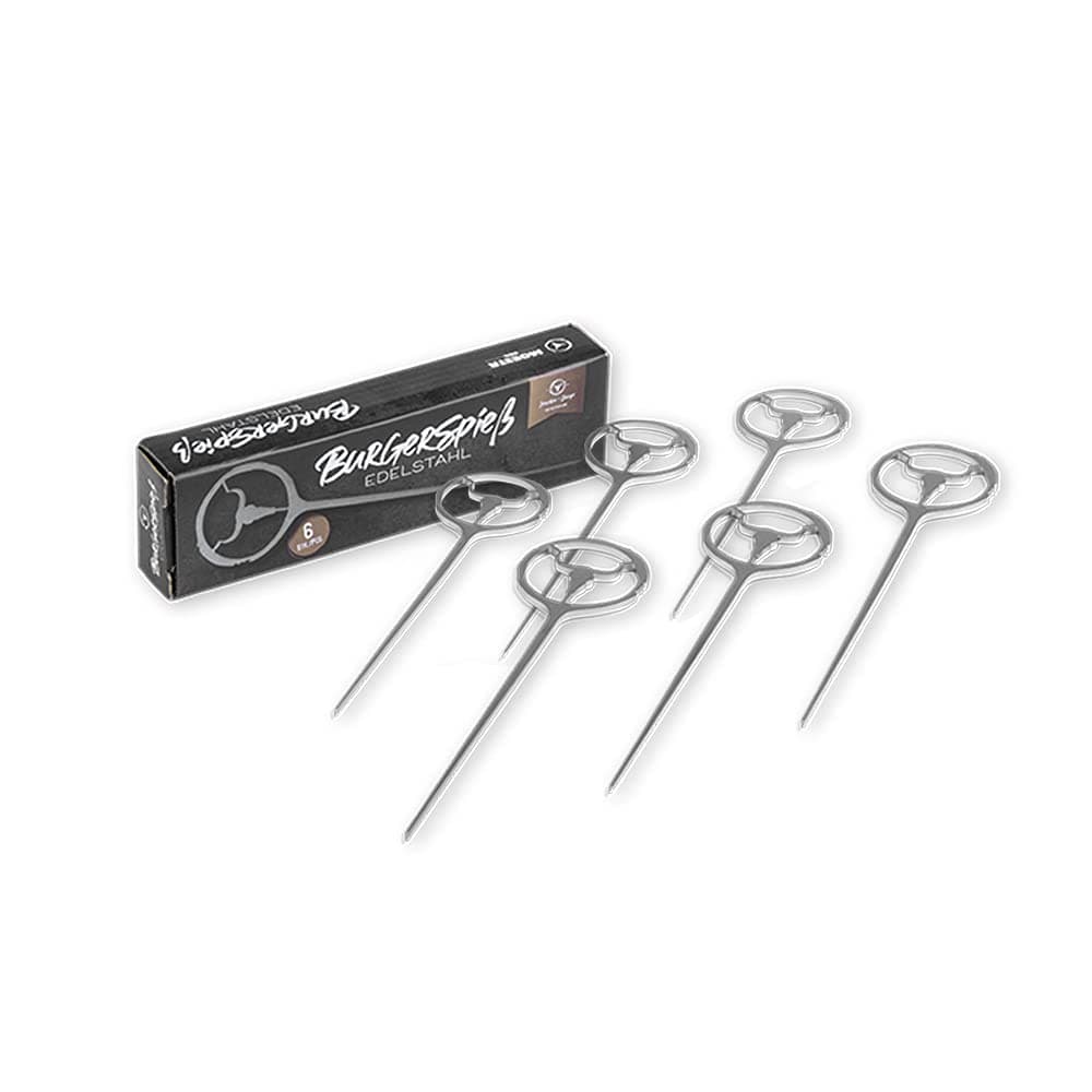 MOESTA-BBQ 10402 BurgerSpieß 6er Set Silber aus 100% Edelstahl - Servier-Spieß für Hamburger, Häppchen und Fingerfood Angebot bei HelloDeals