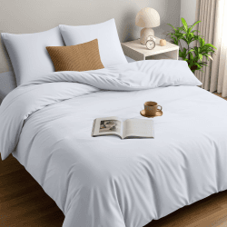 Utopia Bedding Bettwäsche 155x220 - Mikrofaser Bettbezug 155x220 cm + 2 Kissenbezüge 80x80 cm - Weiß 155x220cm + 2 x Kissenbezuge 80x80cm Weiß Angebot bei HelloDeals