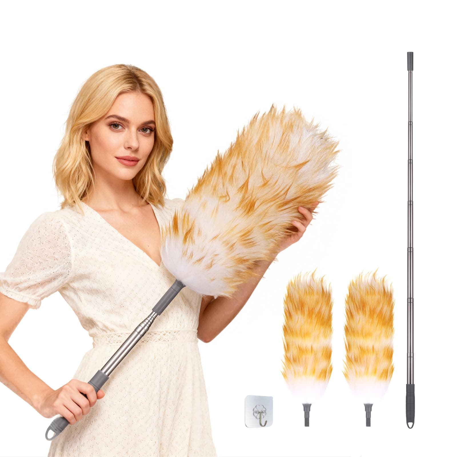 2 Stück Staubwedel Waschbar, 130 cm Staubwedel Lang Ausziehbar, Spinnwebenbesen mit Teleskopstiel, Elektrostatische Staubaufnahme für Decken & Empfindliche Oberflächen, Kratzfreies Entstauben Angebot bei HelloDeals