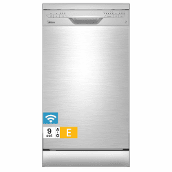 Midea SF 3.45N PRO Geschirrspüler 45 cm Freistehend und Unterbaufähig, 9 Maßgedecke, Spülmaschine mit WLAN, 6 Programme, 3/6/9h Startzeitvorwahl, 47 dB, Silber 45 cm, Energieklasse E, Silber Angebot bei HelloDeals