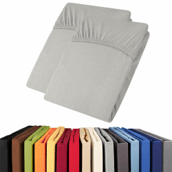 aqua-textil Viana Topper Laken Doppelpack 140x200-160x200 cm grau Baumwolle Spannbetttuch Jersey Spannbettlaken Grau 140x200 - 160x200 x 20 cm 2er Set Angebot bei HelloDeals