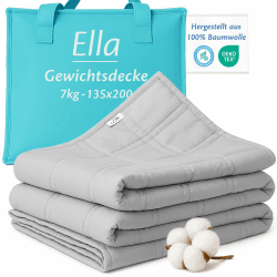 Ella Gewichtsdecke 135x200 7kg - Anti Stress Therapiedecke - Schwere Decke aus 100% Baumwolle - Bettdecke für tiefen Schlaf & bessere Erholung, Weighted Blanket Für Männer, Frauen von 55-85kg, Grau Grau 135x200 | 7kg Angebot bei HelloDeals