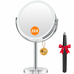 Auxmir Vergrößerungsspiegel 20fach & 1fach, Kosmetikspiegel Doppelseitiger Schminkspiegel mit Vergrößerung, 360° Schwenkbar Tischspiegel, Abnehmbarer Reisespiegel für Schminken Makeup Rasieren 1X/20X - 6'' Angebot bei HelloDeals