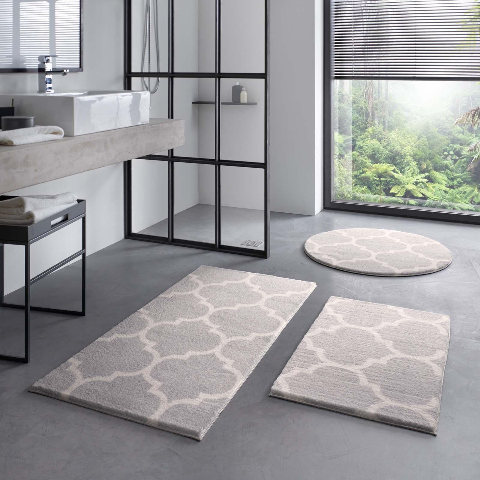 Taracarpet Badematte Badteppich für das Badezimmer waschbar in der Waschmachine Florentiner Muster Grau 050x080 cm Grau 50 x 80 cm (Rechteckig) Angebot bei HelloDeals