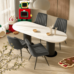 Hawthyhome Esszimmerstühle 4er Set | Polsterstühle mit 10 cm Sitzkissen • künstlicher Stoff Dining Chair • Küchenstuhl mit Rückenlehne • Moderne Sessel • Metallbeine • Dunkelgrau FU01043DG-4 4er Set Dunkelgrau Angebot bei HelloDeals