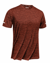 TACVASEN Herren Meliert Sport T-Shirts Kurzarm Schnelltrocknend Laufshirts Funktionsshirts Sportshirt mit Reflektierender Streifen L Dunkelorange Angebot bei HelloDeals