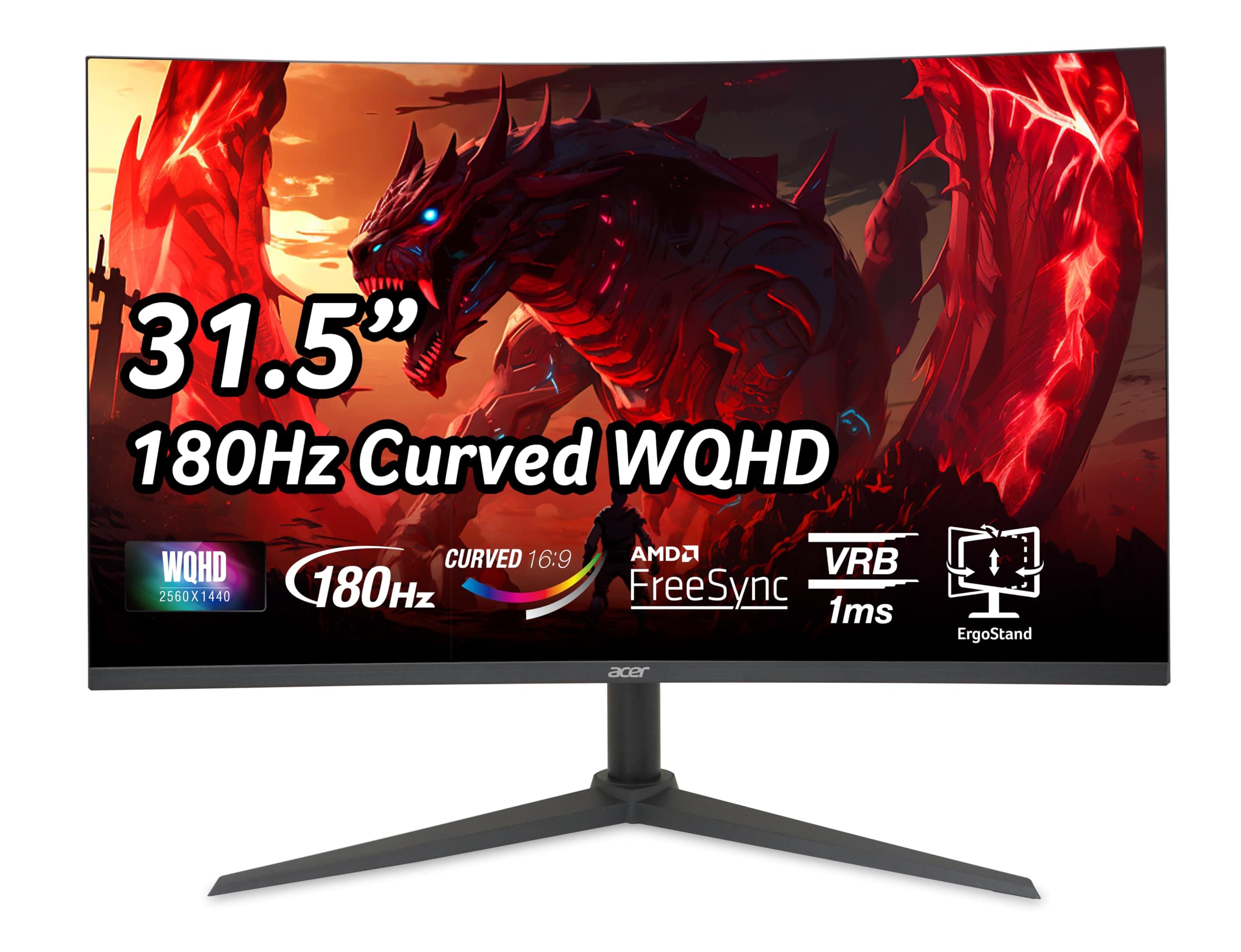 acer Nitro XZ322QU V3 Gaming Monitor 31.5 Inch (80 cm Screen) WQHD, VA, 180Hz DP, 144Hz HDMI, 1ms (VRB), 2xDP 1.4, 2xHDMI 2.0, Curved, Height-Adjustable, FreeSync 31.5 Zoll 2560 x 1440 Pixel 180Hz Angebot bei HelloDeals