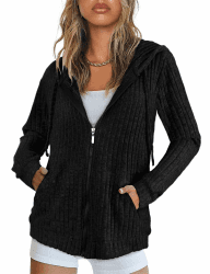 Flikity Zip Hoodie Damen Reißverschluss Sweatjacke mit Kapuze Basics Kapuzenpullover Damen Jacke Sommer Herbst Kleidung Schwarz XL Angebot bei HelloDeals