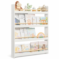SONGMICS Bücherregal Kinder, Kinderregal mit 4 Ebenen, Spielzeugregal, Wandregal, für Kinderzimmer, Spielzimmer, weiß-naturfarben GKR014W01 Weiß + Naturfarben 4 Ebenen (80 cm) Angebot bei HelloDeals