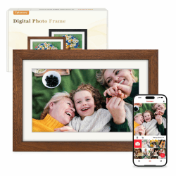 Frameo Digitaler Bilderrahmen WLAN 10.1 Zoll Walnussholz Elektronischer Bilderrahmen mit 32GB, 1280 * 800 HD IPS Touchscreen, Fotos/Videos Teilen über Frameo APP, Geschenk für Männer und Frauen A-Walnussholz 10,1 Zoll Angebot bei HelloDeals