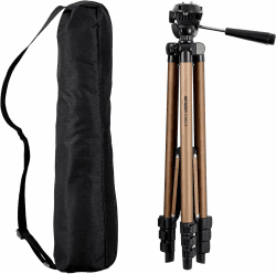 Amazon Basics Kamerastativ, 127,0cm/50,0in, Leicht, mit Tasche, Höhenverstellbar, für DSLR-Kameras, Champagnerfarben Stativ 127cm/50in Angebot bei HelloDeals