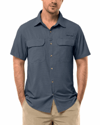 33,000ft Hemd Herren Kurzarm UPF50+ UV Schutz Outdoorhemd Schnelltrocknend Freizeithemd Funktionshemd Wanderhemd für Angeln Safari Reisen Golf L Marineblau Angebot bei HelloDeals