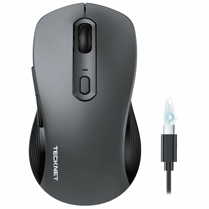 TECKNET Bluetooth Maus, PC Maus Kabellos, Wiederaufladbar Computer Maus 4800 DPI, (BT 5.0/3.0+2.4 GHz) Ergonomische Silent Wireless Mouse, Funkmaus für Laptop, Mac OS, Android, Windows, Grau Angebot bei HelloDeals
