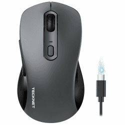 TECKNET Bluetooth Maus, PC Maus Kabellos, Wiederaufladbar Computer Maus 4800 DPI, (BT 5.0/3.0+2.4 GHz) Ergonomische Silent Wireless Mouse, Funkmaus für Laptop, Mac OS, Android, Windows, Grau Angebot bei HelloDeals