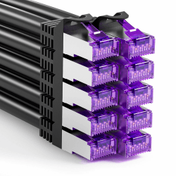 FGB 10 Gbps Patchkabel 0,5m x10, RJ45 Netzwerkkabel CAT 7, (SFTP PIMF Schirmung) Kupfer Ethernet Kabel 50cm, DSL LAN Kabel Kurz CAT7 CAT6 CAT5, Schwarz Schwarz 10x 0,5 M Angebot bei HelloDeals