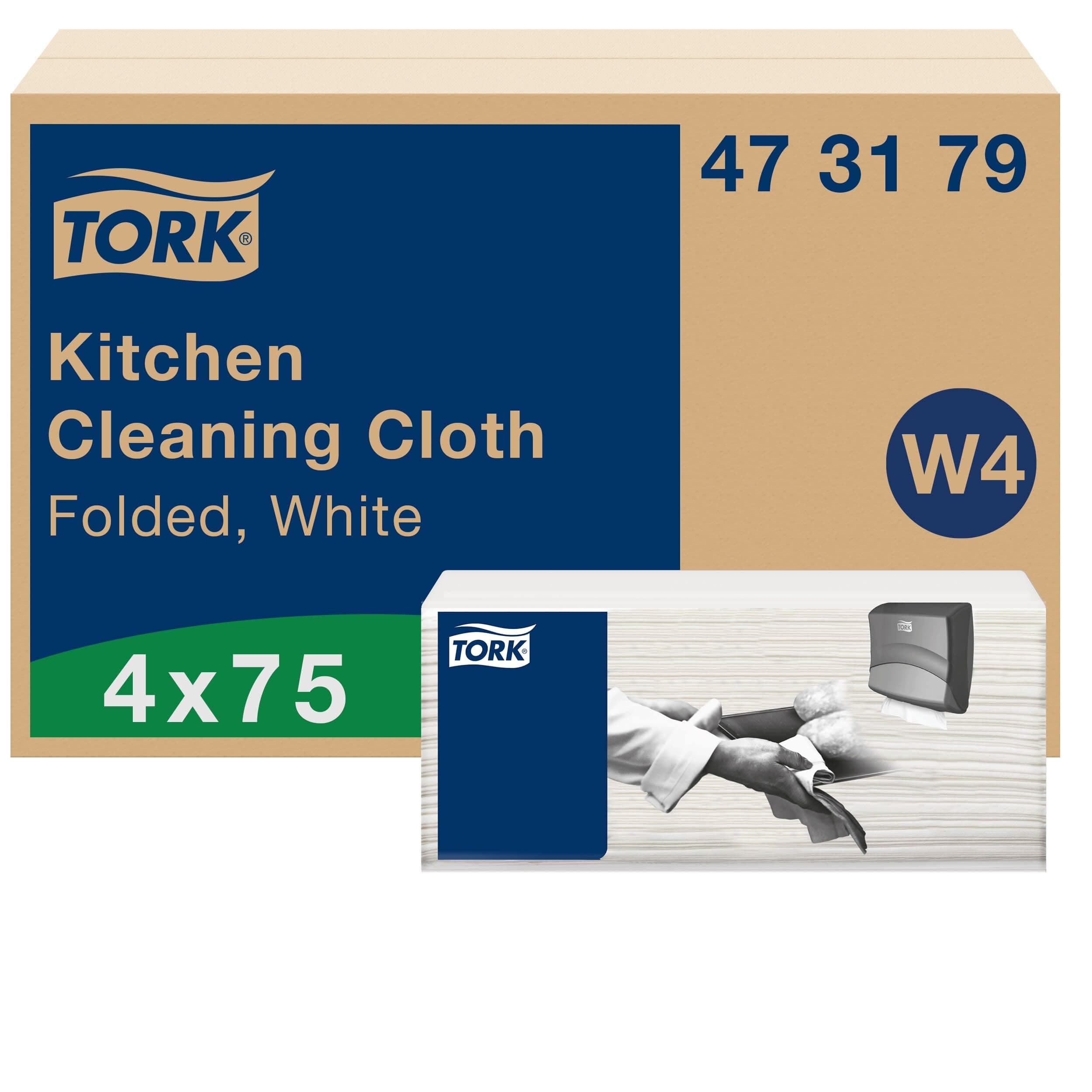 Tork Küchen Reinigungstücher Weiß W4, extrem saugfähig, 4 × 75 Tücher, 473179 4 x 75 (300) - White Angebot bei HelloDeals