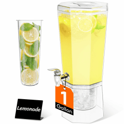 Lifewit 4L Getränkespender mit Zapfhahn, Ständer, Eiszylinder und Löschbar Schilder, Kunststoff Drink Dispenser mit Abnehmbar Ständer für Limonade Saft Wasser Getränke, Trinksäule für Partys Buffet 1 Angebot bei HelloDeals