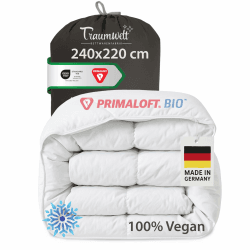 Made in Germany Bettdecke 240x220 cm, hochwertige Daunenalternative mit Primaloft Bio Mikrofasern-Füllung, Winterdecke, Füllgewicht: 1760g, weiß, Allergiker geeignet, Öko-Tex 100 240 x 220 cm Winterdecke Angebot bei HelloDeals