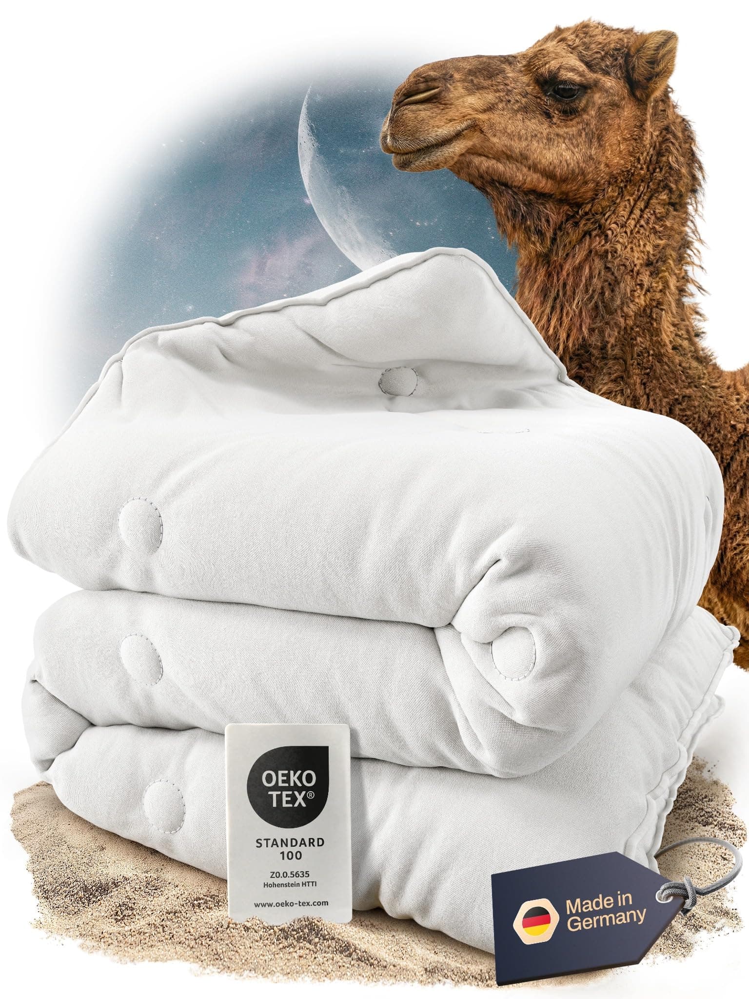 BEFA NATUR Kamelhaar Ganzjahreszeitendecke 135x200 cm – medium & temperaturausgleichend, 100% Kamelhaarfüllung, Bezug aus Baumwolle, Oeko-TEX Klasse 1, Made in Germany, allergikerfreundlich Ganzjahresdecke 135x200cm Angebot bei HelloDeals