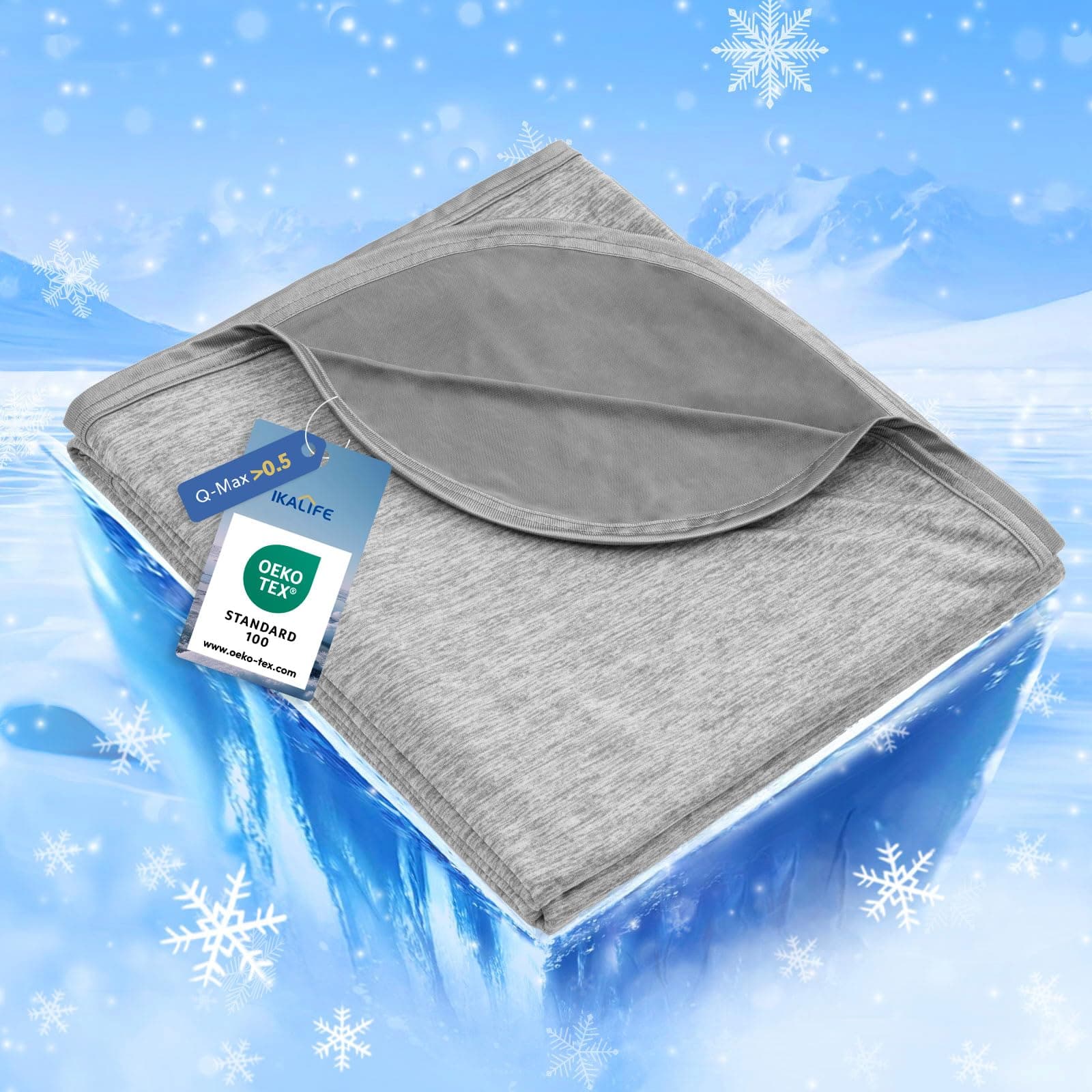 IKALIFE Kühldecke Kühlende Decke Sommer - 2 in 1 Leichte Sommerdecke Kühlend Q-Max>0,5 Kühldecke zum Schlafen für Menschen Selbstkühlende Decke Cooling Blanket Kältedecke für Bett 130x180 cm Grau Grau 130x180cm Angebot bei HelloDeals