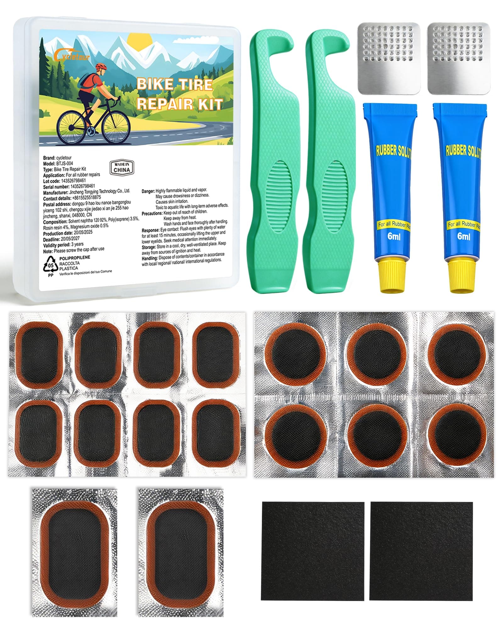 Flickzeug Fahrrad, Fahrradreifen Reparaturset Mit Hochfesten Rutschfesten Reifenheber und Reifenflicken Angebot bei HelloDeals