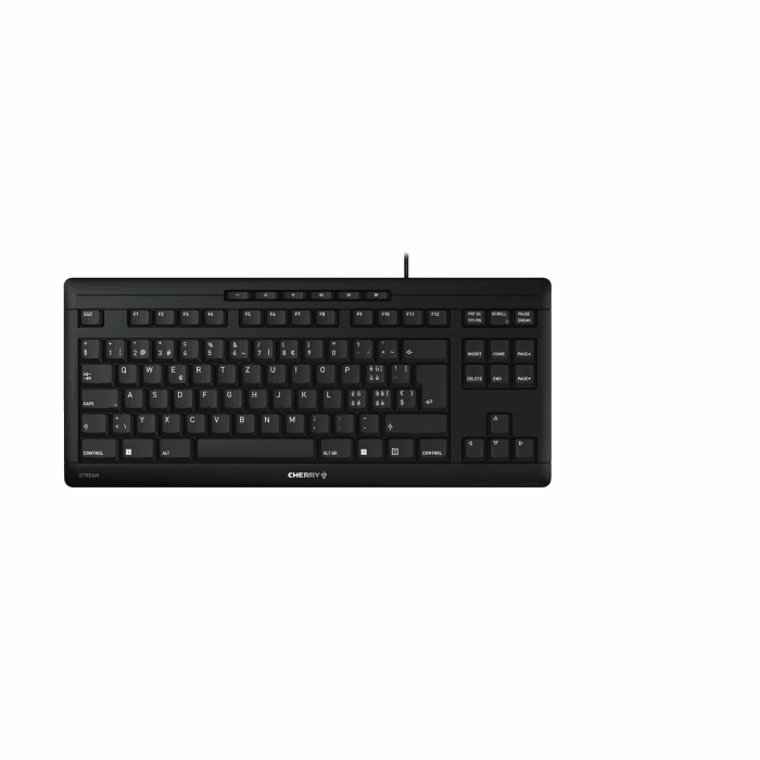 CHERRY Stream Keyboard TKL, Kabelgebundene Tastatur ohne Nummernblock, Schweizer Layout (QWERTZ), Leiser Tastenanschlag, Einzigartiges Tippgefühl, Schwarz Angebot bei HelloDeals