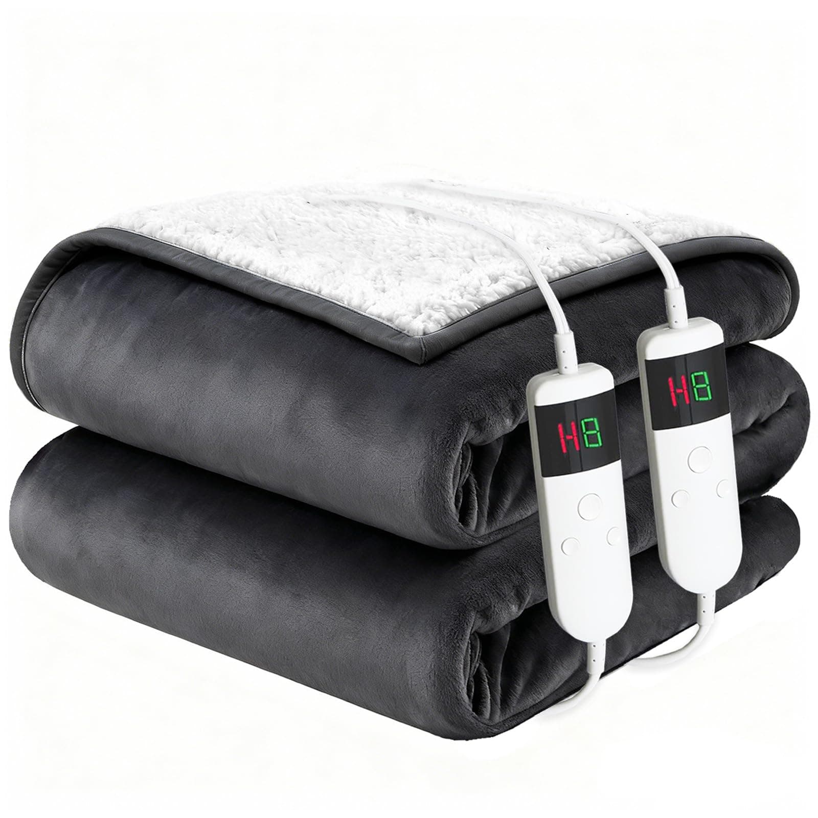 Heizdecke Mit Abschaltautomatik, 150x180CM, 10 Heizstufen 8 Stunden Auto-Off-Timer Überhitzungsschutz, Wärme Decke Flanell Maschinenwaschbar, Beheizbare Decke Für Zuhause & Büro Dunkelgrau 200 x 180 cm Angebot bei HelloDeals