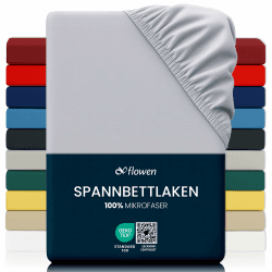 Flowen Spannbettlaken 200x200 cm Mikrofaser Spannbetttuch Hellgrau für Bett Atmungsaktive Hypoallergene Bettlaken Anti-Milbe Leicht Weich und Knitterfrei mit 30 cm Tiefe Tasche Maschinenwaschbares 200x200 cm Hellgrau Angebot bei HelloDeals