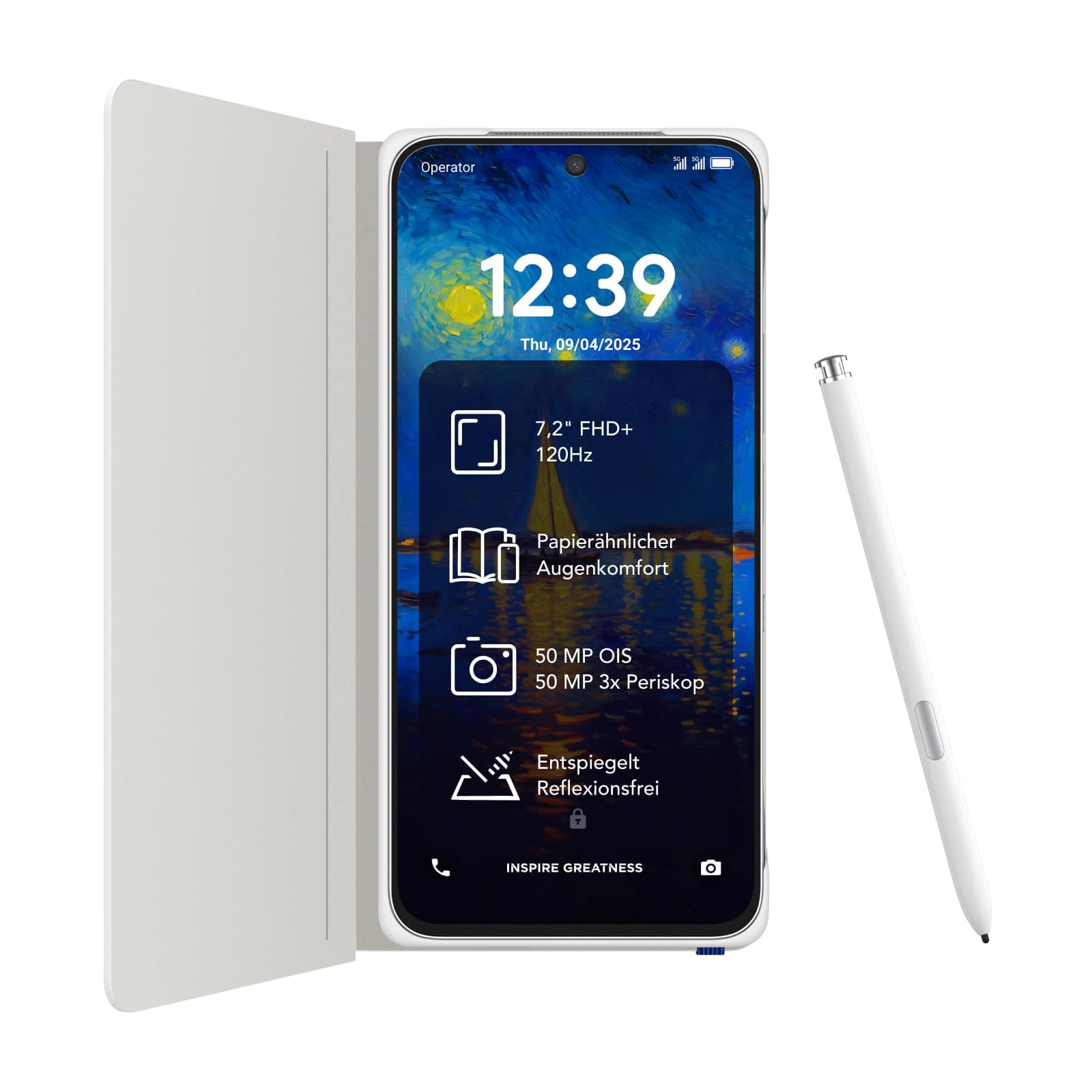 TCL NXTPAPER 60 Ultra 5G Android-Smartphone,7,2 Zoll FHD+ 120 Hz NXTPAPER Display,12 GB RAM + 512 GB ROM,Smartphone mit Augenschutz,5000-mAh-Akku,Lunar White, mit Klappdeckel und Stift Mondweiß 12GB+512GB NXTPAPER 60 Ultra Angebot bei HelloDeals