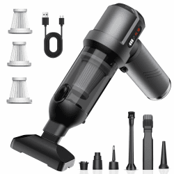 Handstaubsauger, 25000Pa Akku Handstaubsauger Kabellos, 4 in 1 Tragbar Akkustaubsauger mit Automatischer Entleerung 1 Taste, Wiederaufladbar Akku Staubsauger Stark für Auto Haus Haustier Haar（Grau） Angebot bei HelloDeals