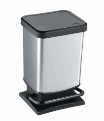 Rotho Paso Mülleimer 20l mit Deckel, Kunststoff, silbermetallic, 20l (29.3 x 26.6 x 45.7 cm) Angebot bei HelloDeals