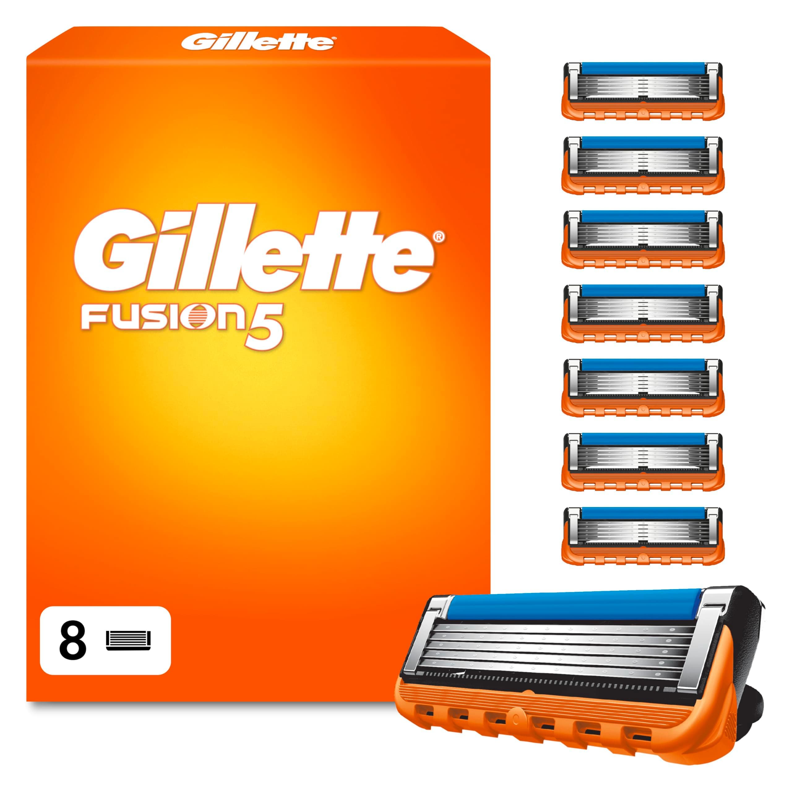 Gillette Fusion5 Rasierklingen, 8 Original Ersatzklingen für Herren mit Größerem Gleitstreifen für Ein Sanftes Gleiten und 5 Klingen für Eine Unglaublich Gründliche und Komfortable Rasur 8 Klingen Angebot bei HelloDeals