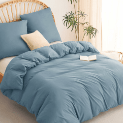 WAVVE Bettwäsche Graublau 200x200 3teilig - 1 Bettbezug 200 x 200 cm mit 2 Kissenbezüge 80x80 cm, ÖKO-TEX Bettwäsche-Sets 2x2m aus Mikrofaser mit Reißverschluss Weich 1*200x200cm + 2*80x80cm Grau Blau Angebot bei HelloDeals