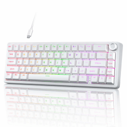 TMKB T68E Gaming Tastatur, 60% Prozent Mechanische Tastatur，Gasket-Struktur mit Knopf, US-Layout, Hot-Swap, RGB, Lineare Schalter, 66 Tasten Kompakt Mini Tastatur für Windows/macOS/Linux –Weiß Creamy Switches Angebot bei HelloDeals
