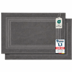Komfortec 2er Badvorleger aus 100% Baumwolle, 600 GSM, Duschvorleger, Waschbar, Badteppich, Saugfähig, Frottee, 50x70 cm, Anhtrazit 50 x 70 cm Anthrazit Grau Angebot bei HelloDeals