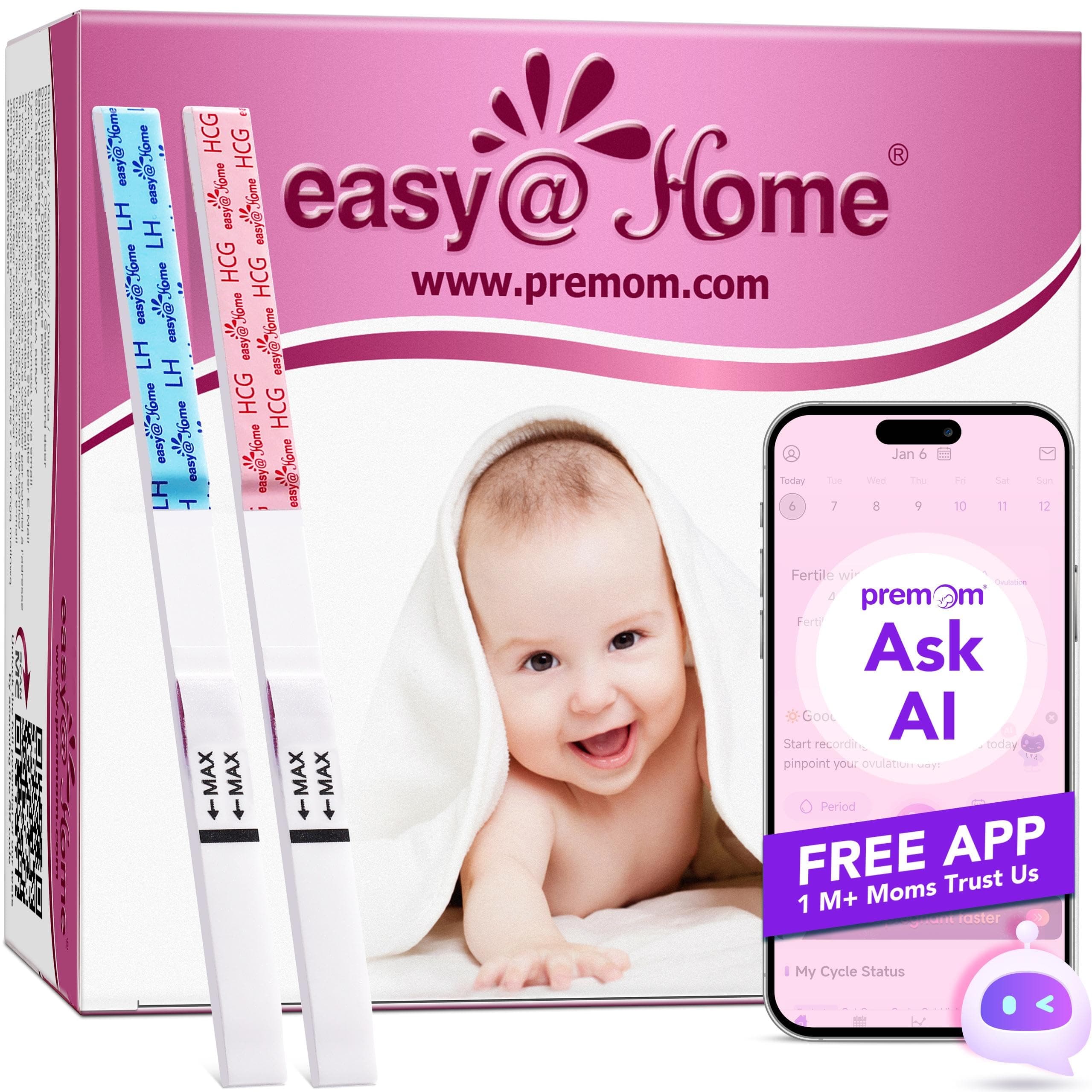 Easy@Home 50 Ovulationstest + 20 Schwangerschaftstest Frühtest - Empfidlich Kinderwunsch Fruchtbarkeitstests für Eisprung und Schwangerschaftstests 70 stück (1er Pack) Angebot bei HelloDeals