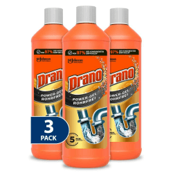Drano (Mr Muscle) Extra Stark, Power Gel Rohrfrei Abflussreiniger, Rohrreiniger, für Küche & Bad, entfernt Verstopfungen, 3er Pack (3 x 1000 ml) Angebot bei HelloDeals