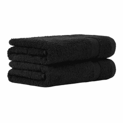 Handtücher Set 50x100 cm – Oeko-TEX Handtuch-Set aus 100% Baumwolle mit 600 g/m² – Frottiertücher mit Aufhängeschlaufe – flauschig & saugstark – Frottee Handtuchset – 2er Pack Schwarz Schwarz 50x100 cm (2er-Set) Angebot bei HelloDeals